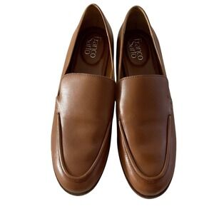 Franco Sarto Newbocca Brown Leather Block Heel Loafers Womens Size 9